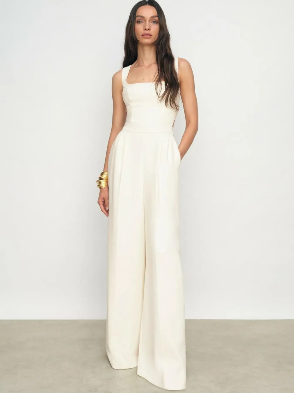 Best Reiss Ivory Dion Wide-Leg Cut-Out Jumpsuit