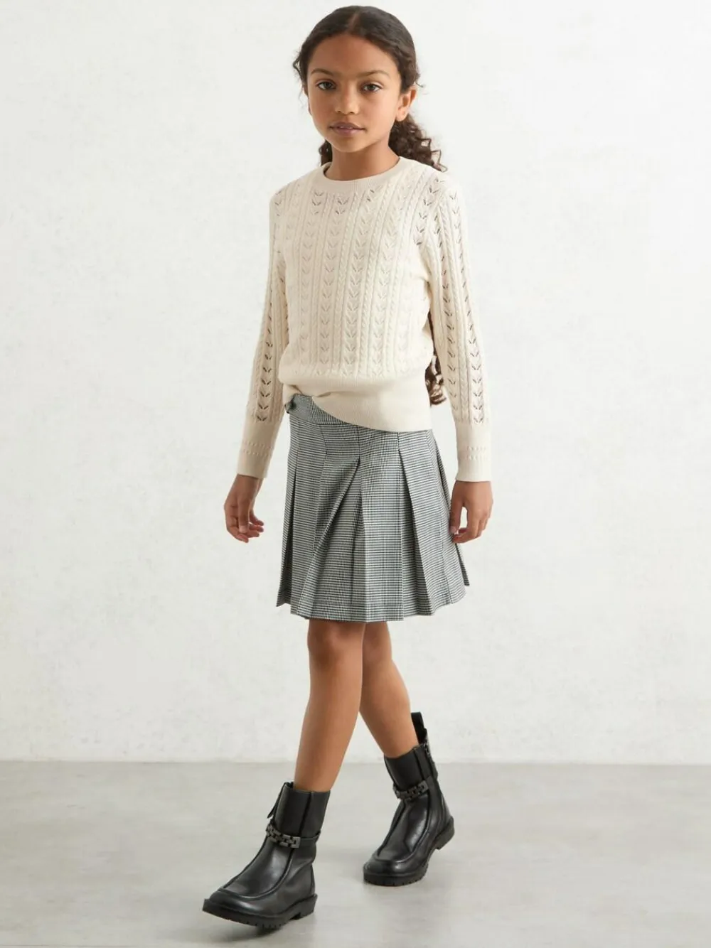 Reiss Ivory Lydia 3-9 yrs Wool-Cotton Pointelle Jumper^ Knitwear|Knitwear