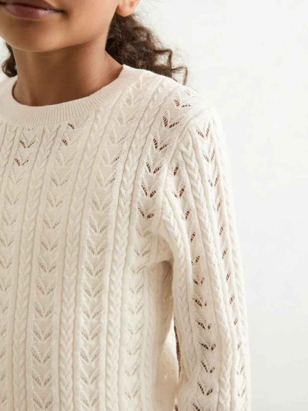 Reiss Ivory Lydia 3-9 yrs Wool-Cotton Pointelle Jumper^ Knitwear|Knitwear