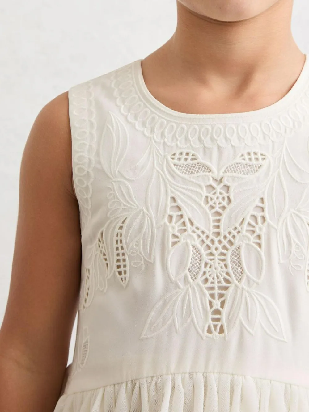 Reiss Ivory Phoebe 9-13 yrs Lace-Detail Tulle-Skirt Dress^ Dresses|Occasionwear