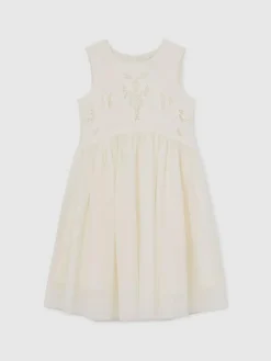 Sale Reiss Ivory Phoebe 3-9 yrs Lace-Detail Tulle-Skirt Dress