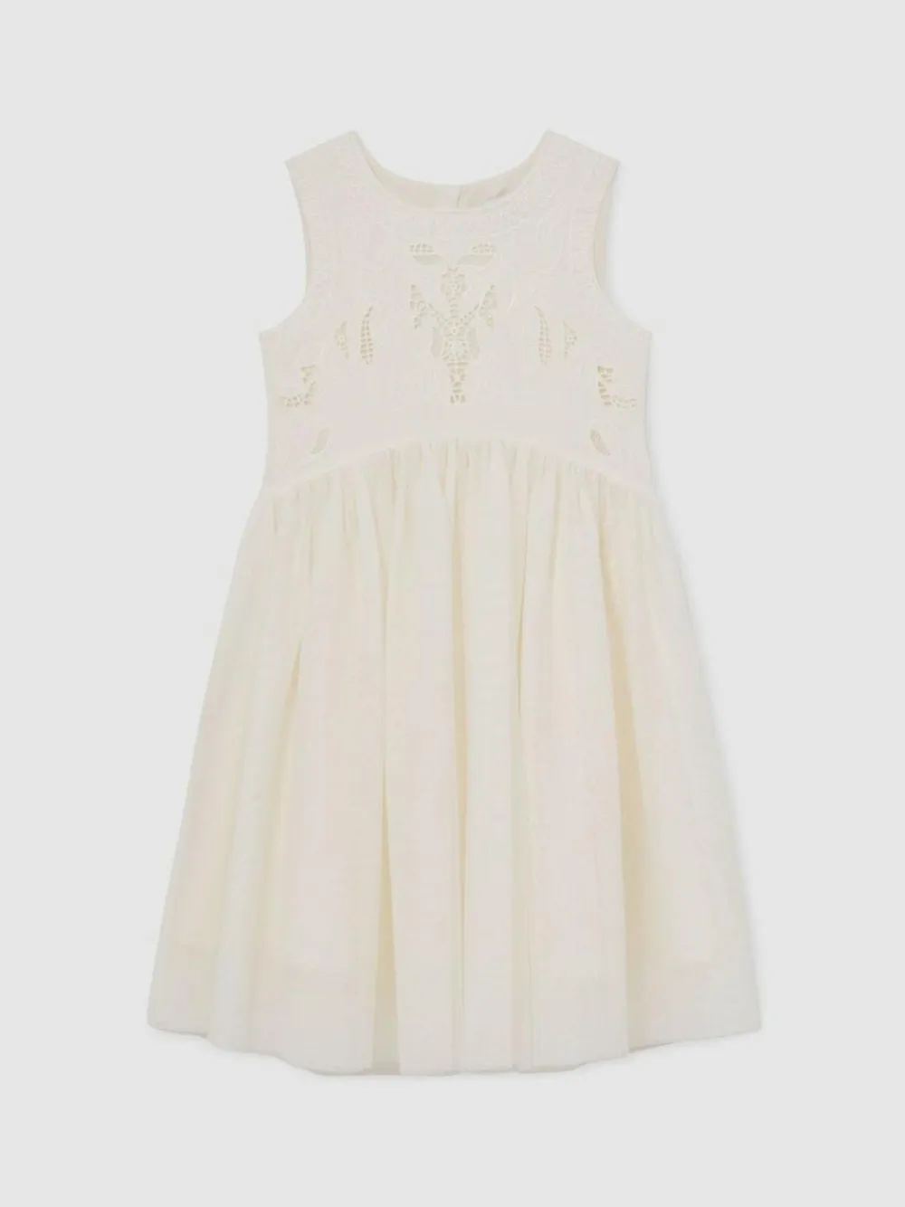 Sale Reiss Ivory Phoebe 3-9 yrs Lace-Detail Tulle-Skirt Dress
