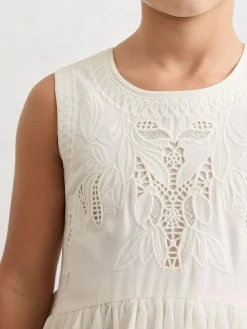 Sale Reiss Ivory Phoebe 3-9 yrs Lace-Detail Tulle-Skirt Dress