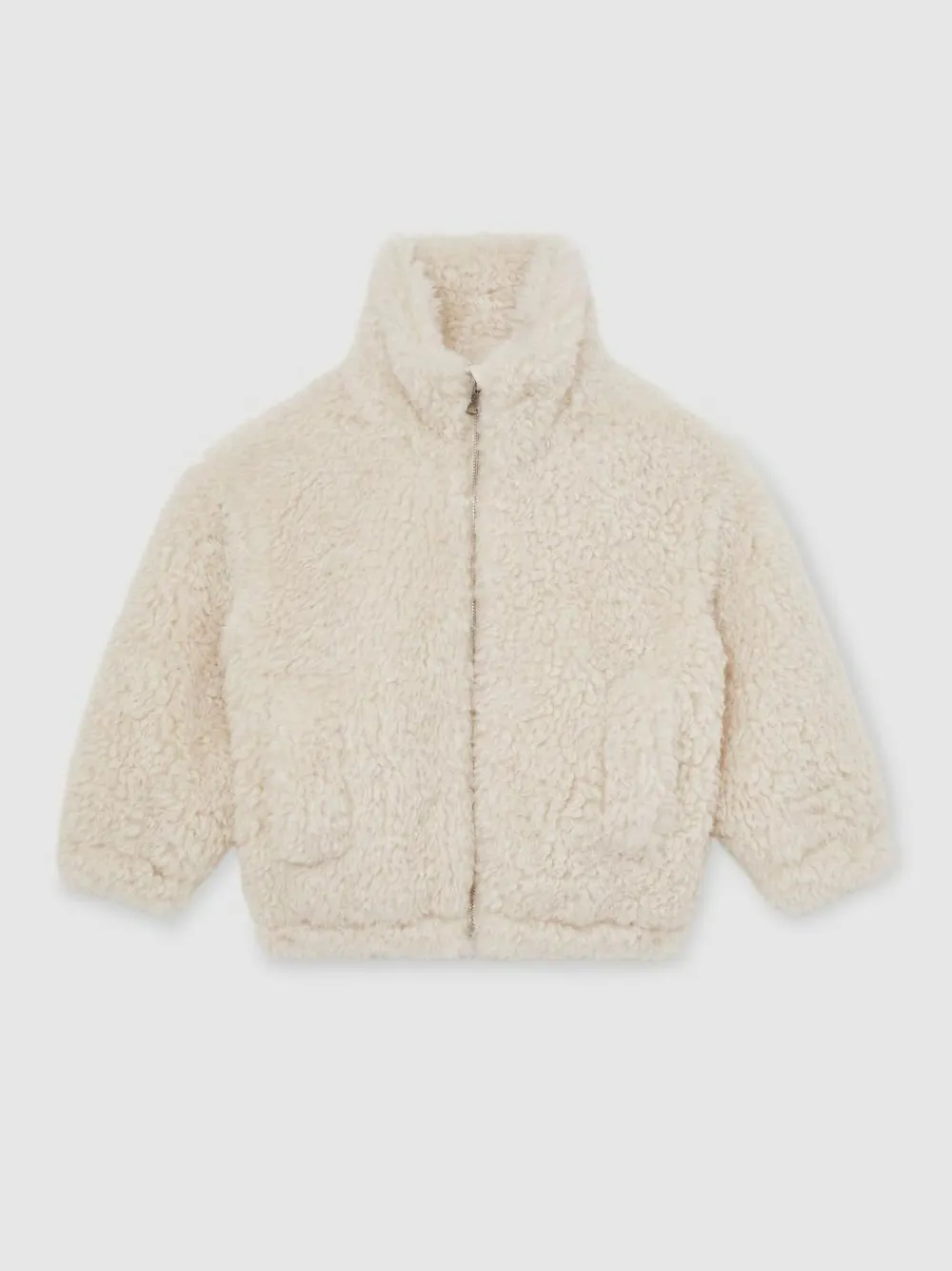 Reiss Ivory Remy 9-13 yrs Faux-Shearling Funnel-Neck Coat