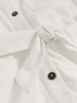 Clearance Reiss Ivory Zoe 4-9 yrs Cotton-Linen Belted Playsuit