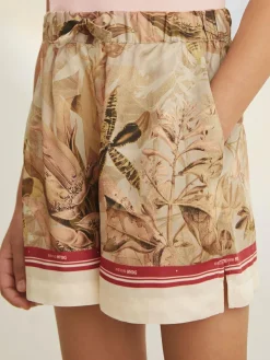 Online Reiss Khaki Sammie 9-13 yrs | NYBG Satin Floral-Print Shorts