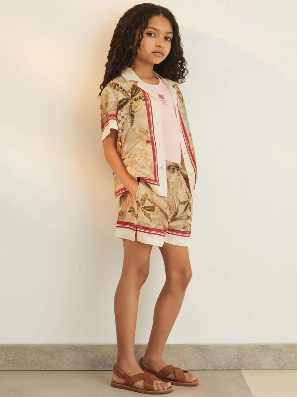 Online Reiss Khaki Sammie 9-13 yrs | NYBG Satin Floral-Print Shorts