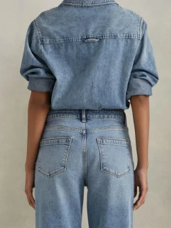 Best Reiss Selin Petite Mid Rise Straight Leg Jeans Light Blue