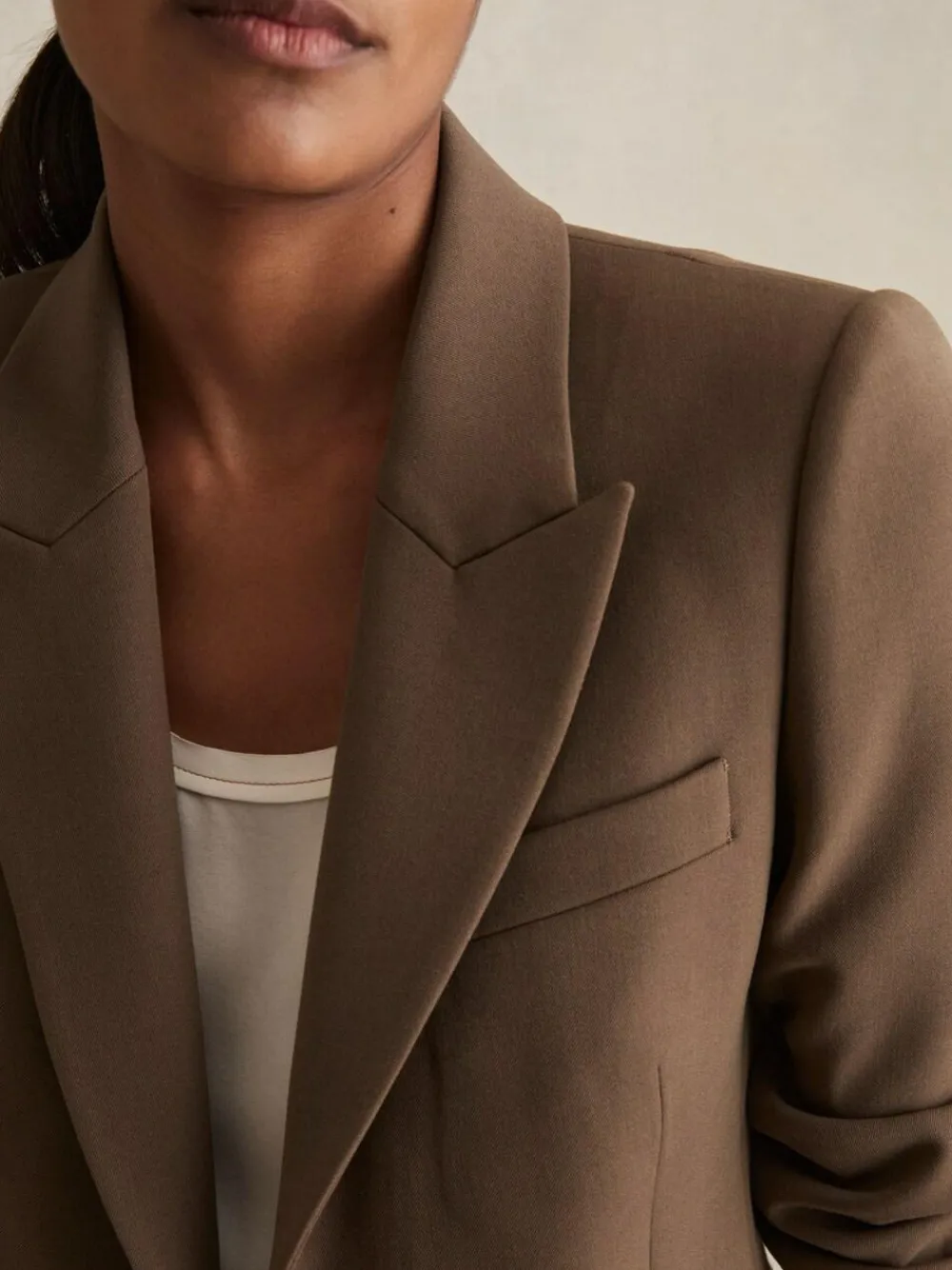 Sale Reiss Gabi Petite Tailored Single Breasted Suit Blazer Mink Neutral