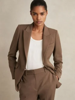 Clearance Reiss Gabi Tailored Single Breasted Suit Blazer Mink Neutral