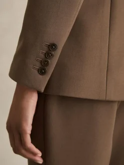 Clearance Reiss Gabi Tailored Single Breasted Suit Blazer Mink Neutral