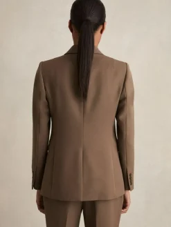 Clearance Reiss Gabi Tailored Single Breasted Suit Blazer Mink Neutral