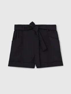 Hot Reiss Navy Avril Belted Button Tab Shorts