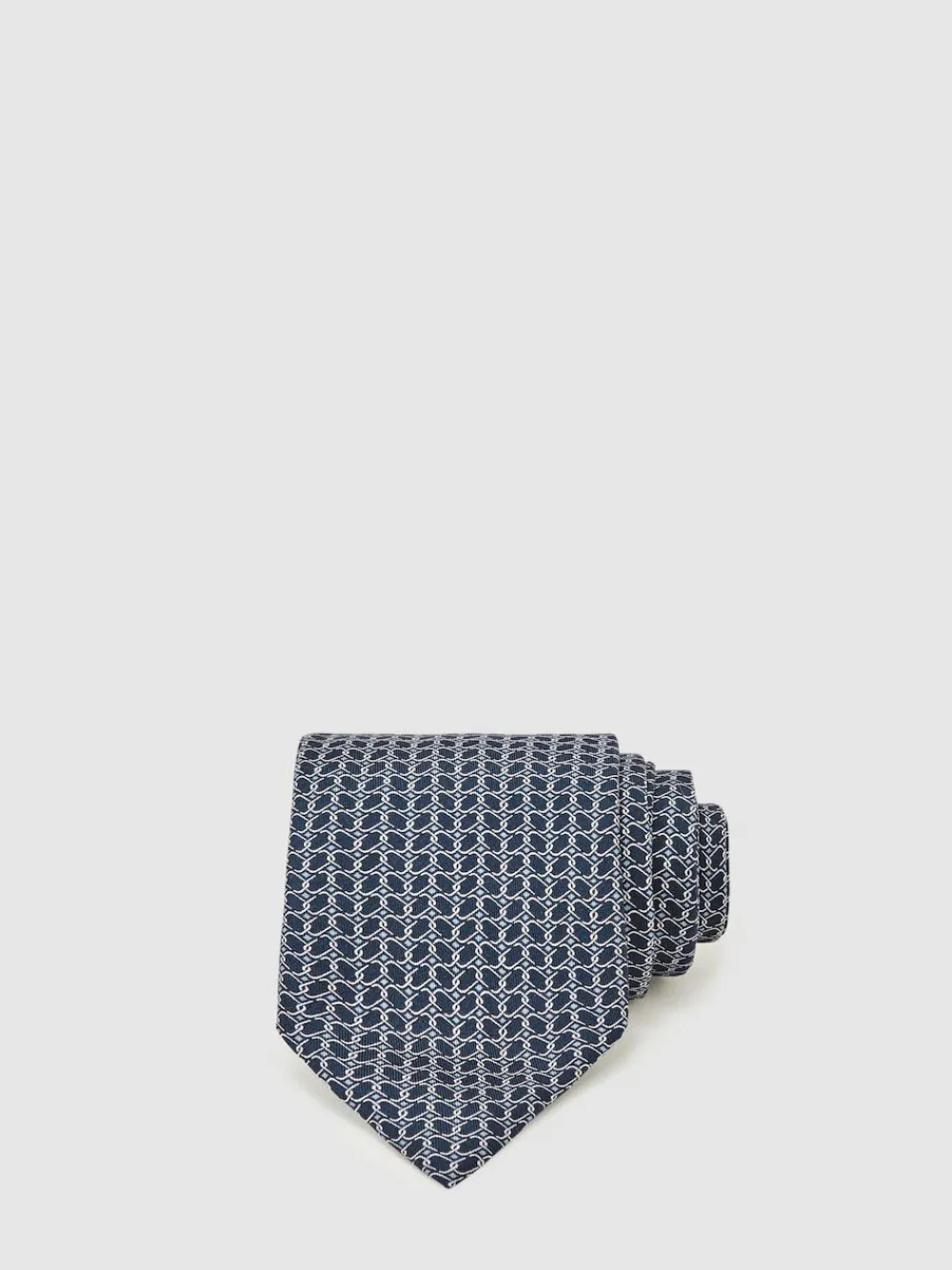 Discount Reiss Bernardo Silk Geometric-Chain Print Tie Navy