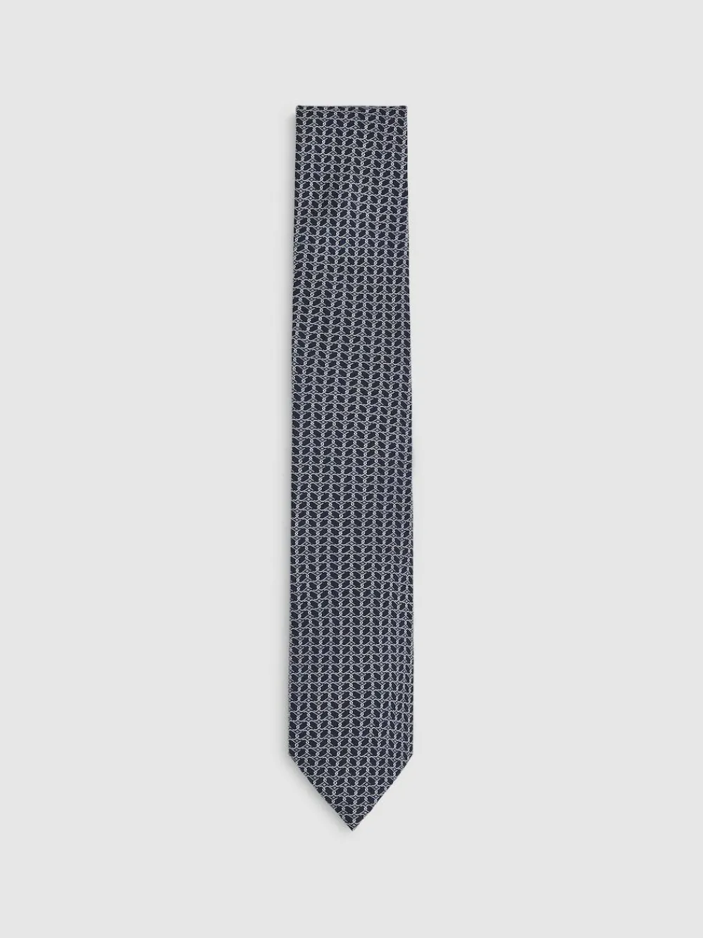 Discount Reiss Bernardo Silk Geometric-Chain Print Tie Navy
