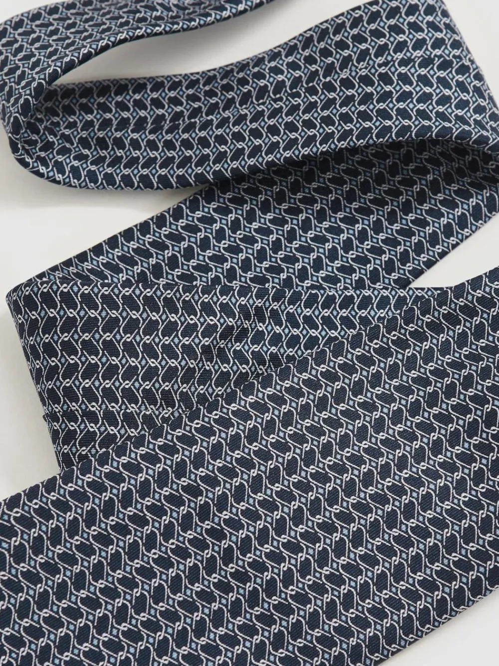 Discount Reiss Bernardo Silk Geometric-Chain Print Tie Navy