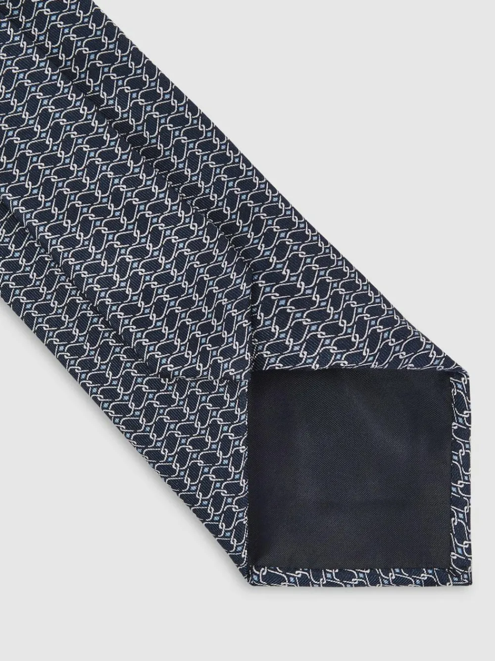 Discount Reiss Bernardo Silk Geometric-Chain Print Tie Navy