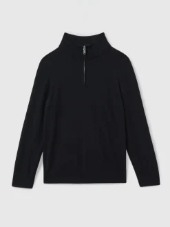 Online Reiss Navy Blackhall 9-13 yrs Merino Wool Half-Zip Funnel Neck Jumper