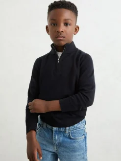 Online Reiss Navy Blackhall 9-13 yrs Merino Wool Half-Zip Funnel Neck Jumper