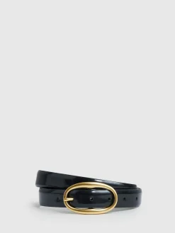Reiss Drew Patent Leather Oval Buckle Belt^Women Belts