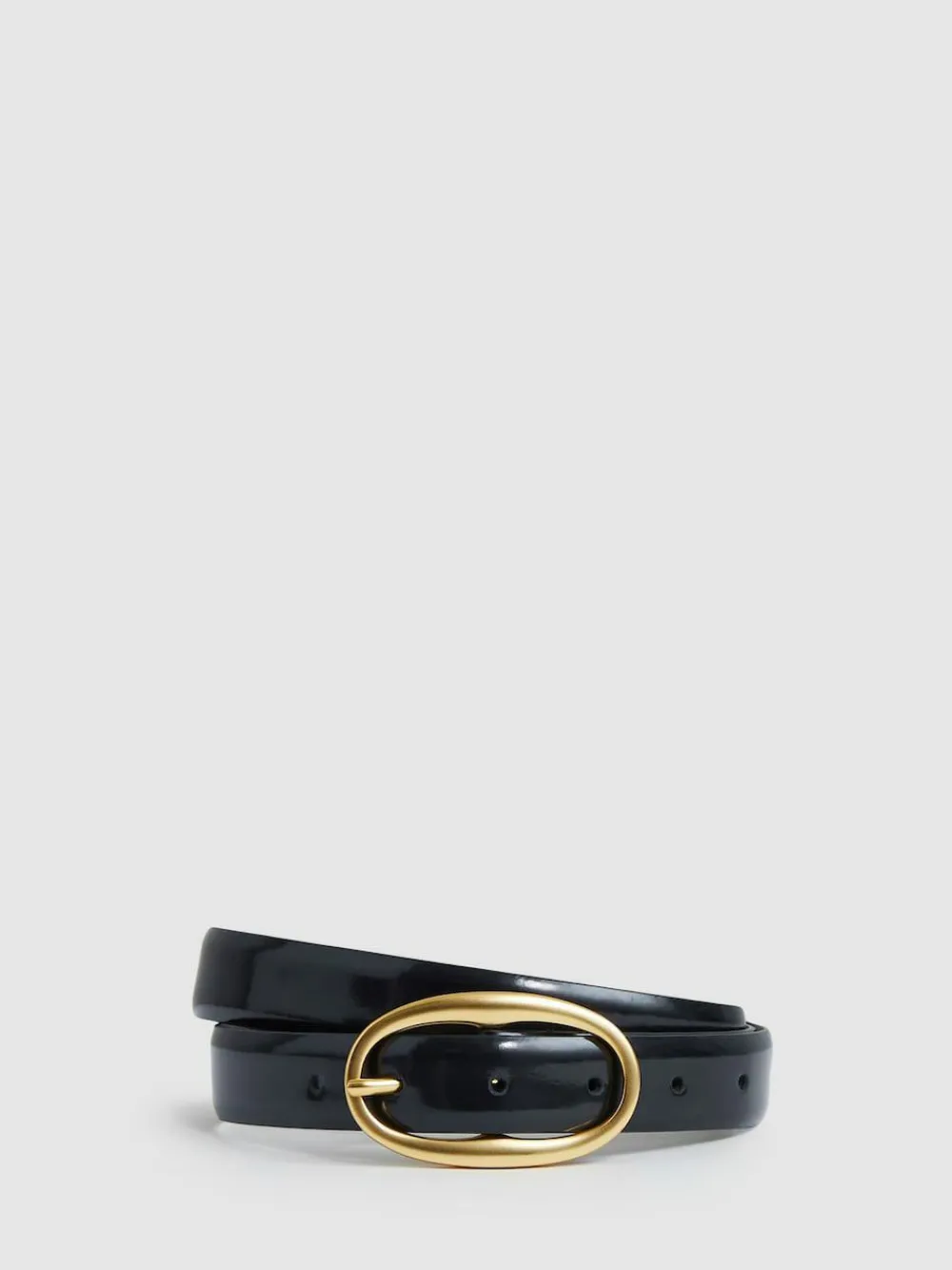 Reiss Drew Patent Leather Oval Buckle Belt^Women Belts
