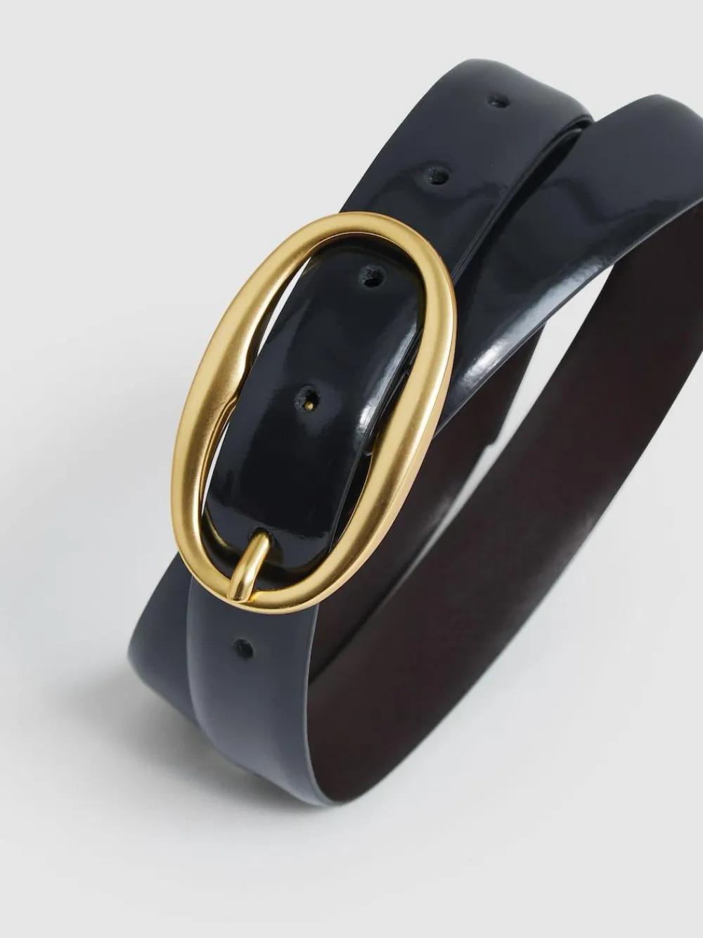 Reiss Drew Patent Leather Oval Buckle Belt^Women Belts