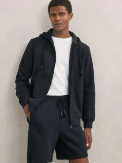 New Reiss Dusk Cotton-Blend Drawstring Shorts Navy