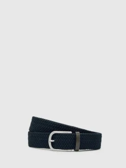Hot Reiss Elmont Basket Weave Belt Navy