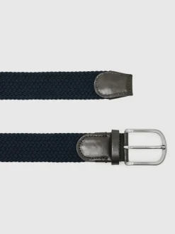 Hot Reiss Elmont Basket Weave Belt Navy