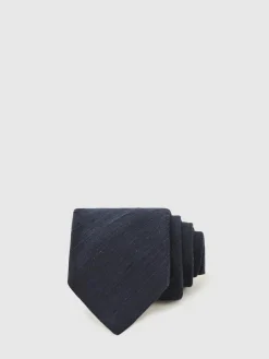 New Reiss Falco Silk Blend Textured Tie Navy