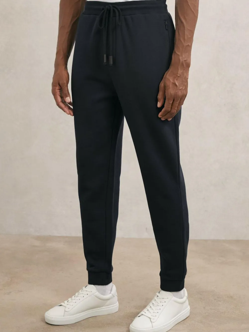 Sale Reiss Finch Cotton-Blend Drawstring Joggers Navy