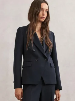 Online Reiss Gabi Double-Breasted Suit Blazer Navy