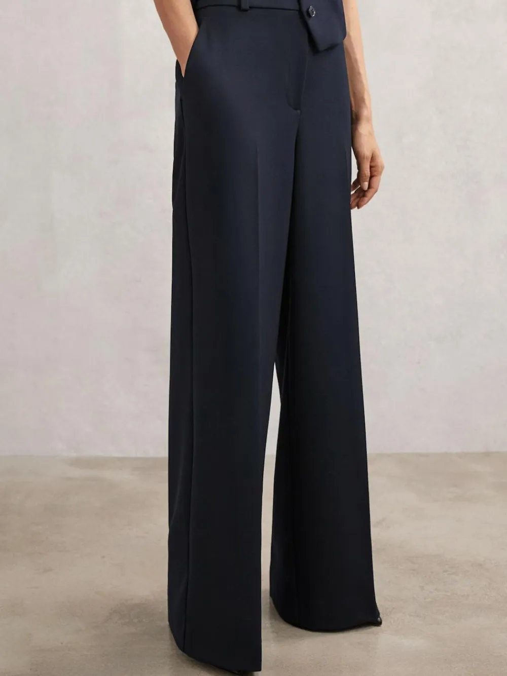 New Reiss Gabi Wide-Leg Suit Trousers Navy
