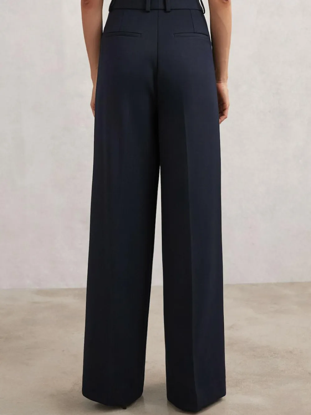 New Reiss Gabi Wide-Leg Suit Trousers Navy
