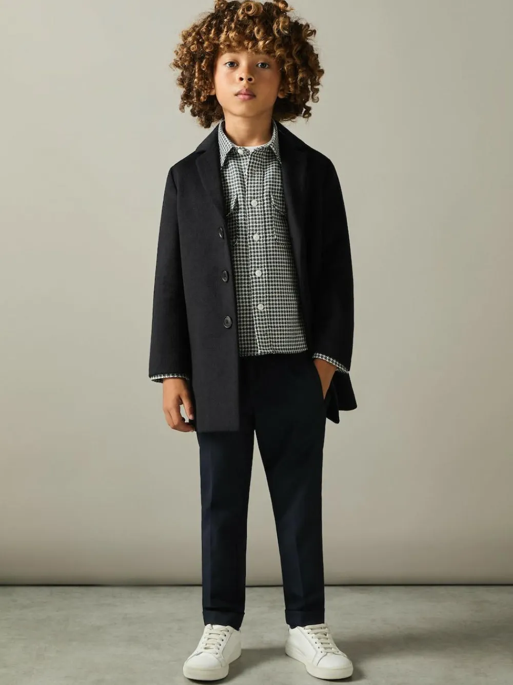 Best Reiss Gable 3-9 yrs Single Breasted Overcoat Navy