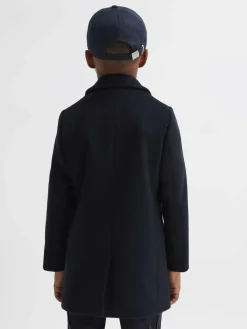 Best Reiss Gable 3-9 yrs Single Breasted Overcoat Navy