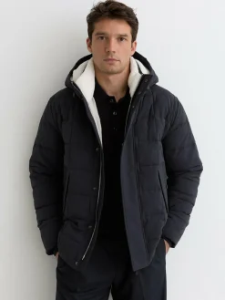 Hot Reiss Klause Fleece-Lined Hooded Puffer Jacket Navy
