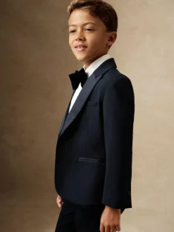 New Reiss Navy Knightsbridge 3-9 yrs Single-Breasted Tuxedo Blazer Wool-Blend
