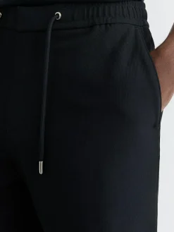 Outlet Reiss Newmark Textured Drawstring Shorts Navy