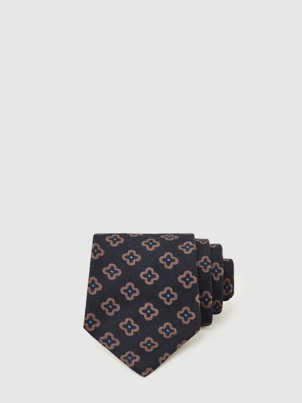 Reiss Navy Omero Silk-Wool Floral-Medallion Tie^ Ties & Pocket Squares