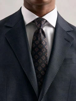 Reiss Navy Omero Silk-Wool Floral-Medallion Tie^ Ties & Pocket Squares