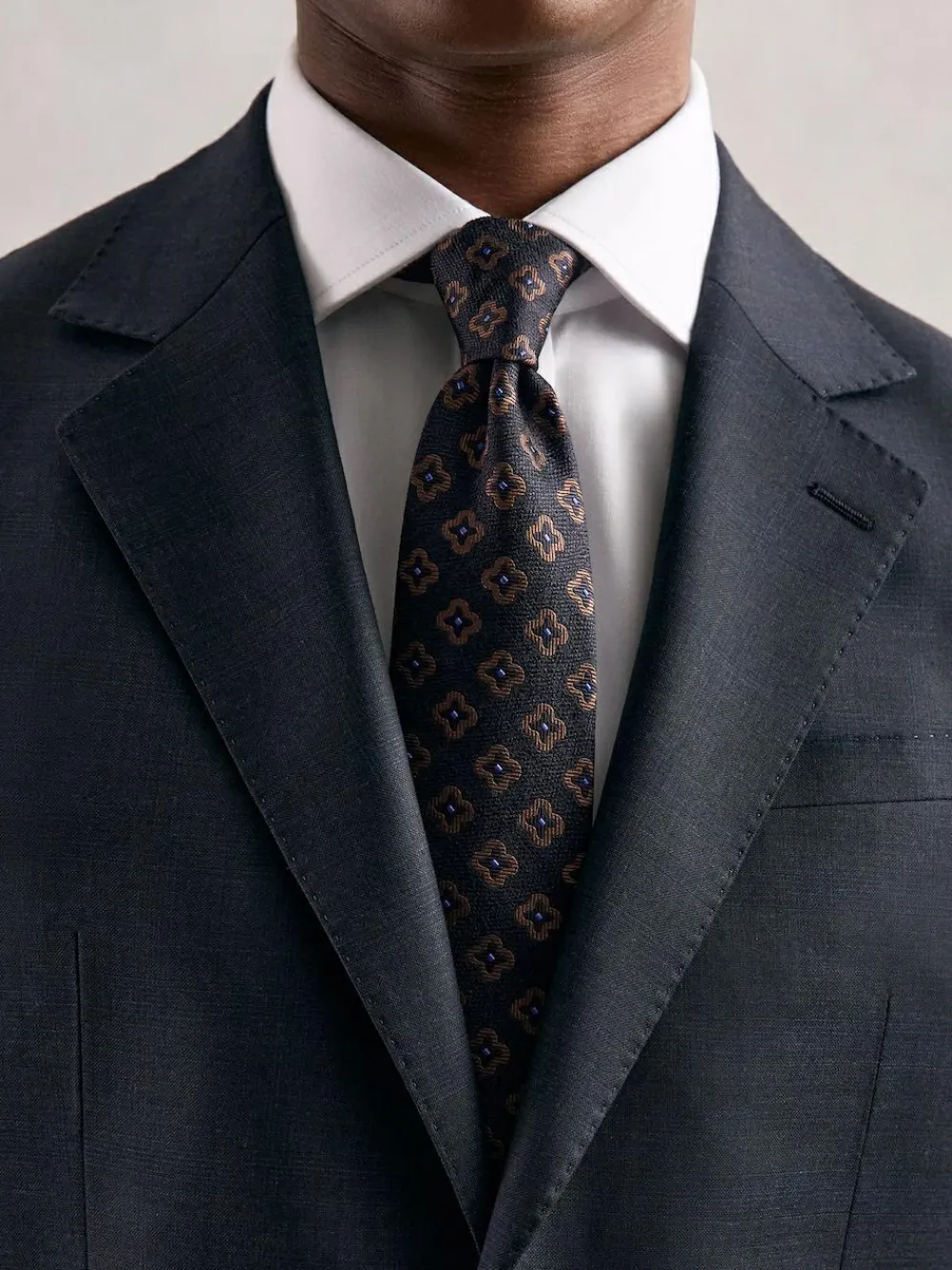 Reiss Navy Omero Silk-Wool Floral-Medallion Tie^ Ties & Pocket Squares