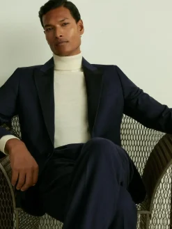 Reiss Navy Poker Peak Lapel Single-Breasted Tuxedo Jacket Slim-Fit^ Blue Suits