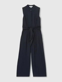 Reiss Navy Raven Wide-Leg Belted Jumpsuit^Women Jumpsuits & Playsuits