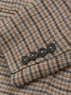 Reiss Neutral Check River Single-Breasted Check Suit Blazer With Linen^Women Suits & Tailoring|Blazers