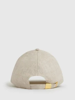 Reiss Neutral Lilly Linen Logo Baseball Cap^Women Hats