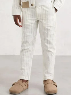 Reiss Off White/Taupe Brown Easton 9-13 yrs Cotton Pinstripe Trousers Regular-Fit^BOY Suits & Vest