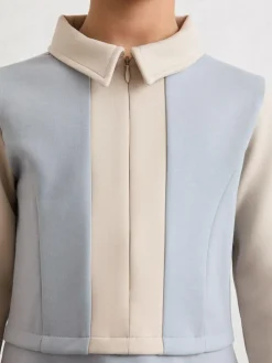 Reiss Pale Blue Marling 9-13 yrs Premium Interlock Colour-Block Dress