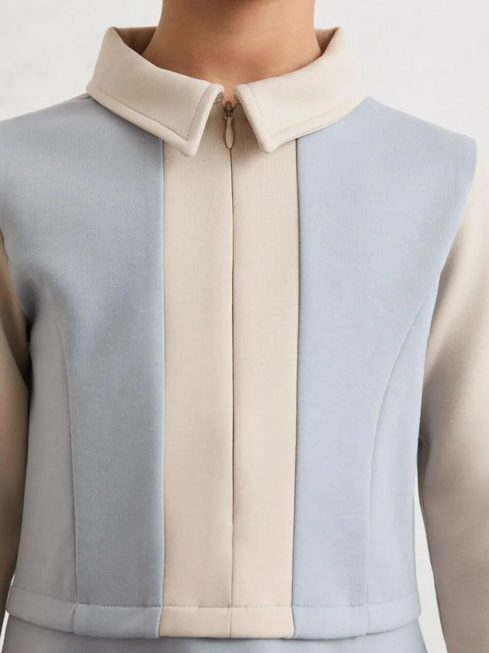 Reiss Pale Blue Marling 9-13 yrs Premium Interlock Colour-Block Dress