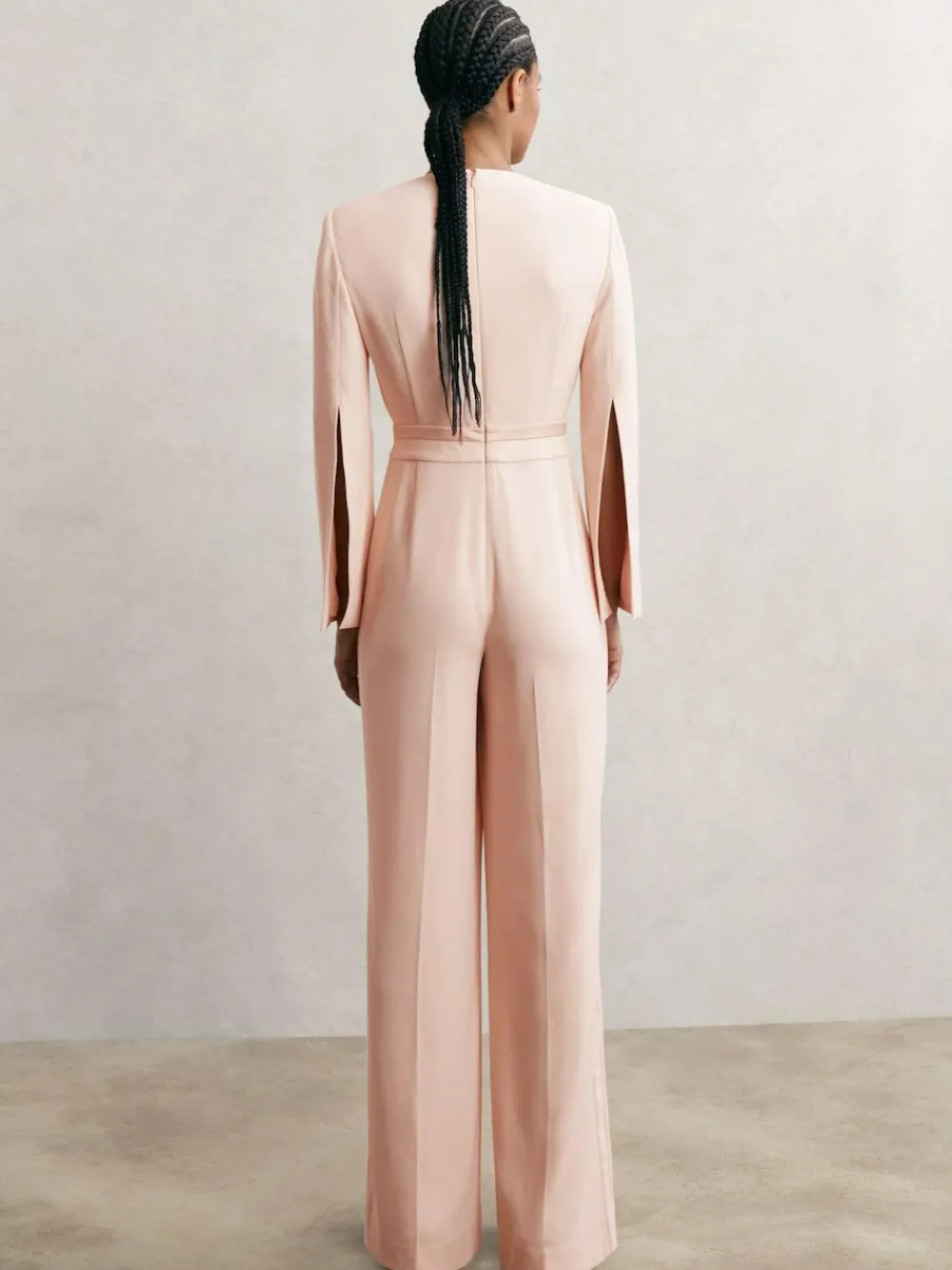 Reiss Pale Pink Evora Plunge-Neck Split-Sleeve Jumpsuit^Women Jumpsuits & Playsuits